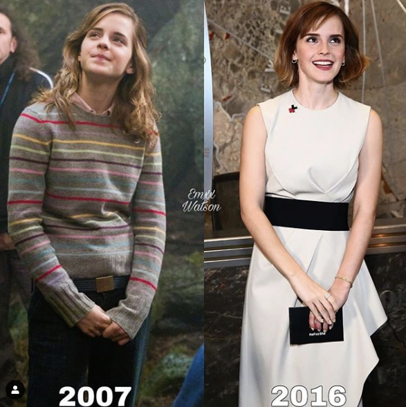 艾玛·沃特森（Emma Watson）不同年份对比图…同一个表情…同一个姿势-街拍look