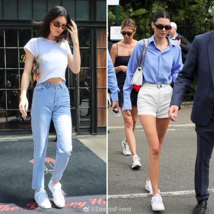 Kendall Jenner街拍合辑,演绎小白鞋的百种搭法-街拍look